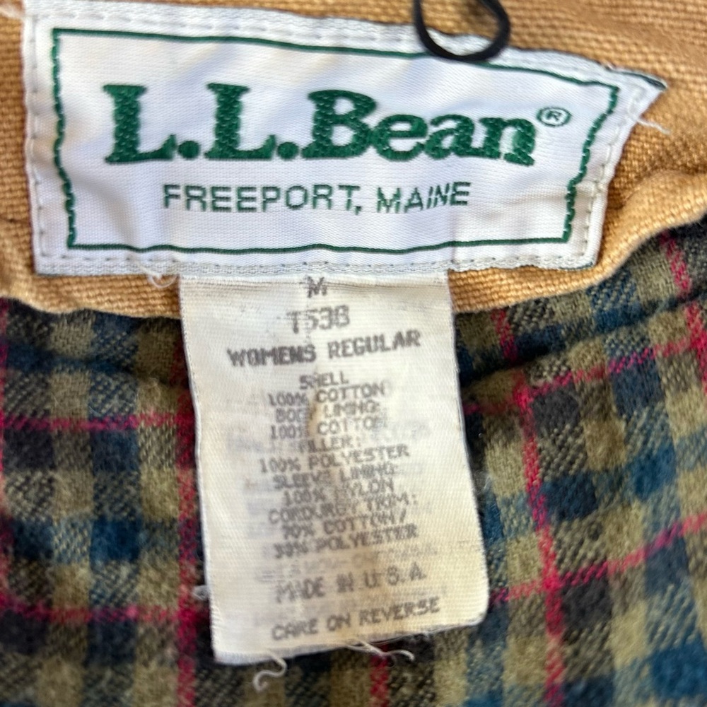 Made in USA LL Bean Vintage Chore Coat Barn Jacket Tan Womens M - Picture 7 of 14
